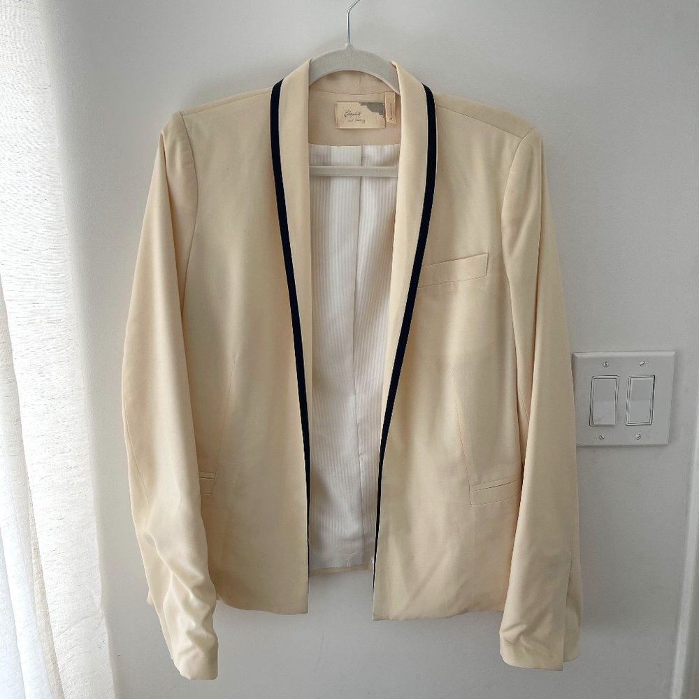Elizabeth and James Cream and Black Tuxedo Blazer